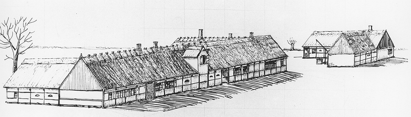 Rekonstruktion af husrækken i den nordlige ende af Nordre Kinkelgade. Udført af Egeberg Nielsen
